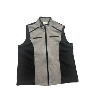 Alfred Dunner Vest Full Zip Mock Neck Color Block Gray/Black Size 16 (604)